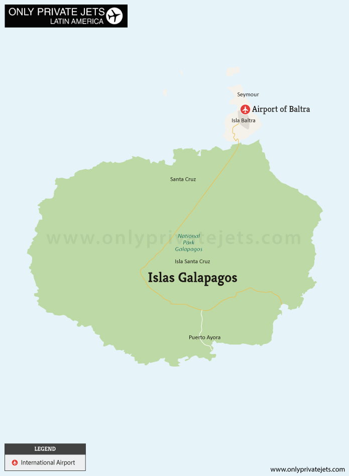 Galapagos private jet airports map