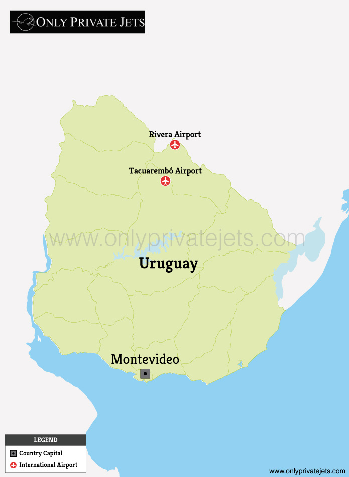Uruguay private jet airports map